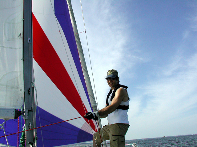 GD trimming the spinnaker