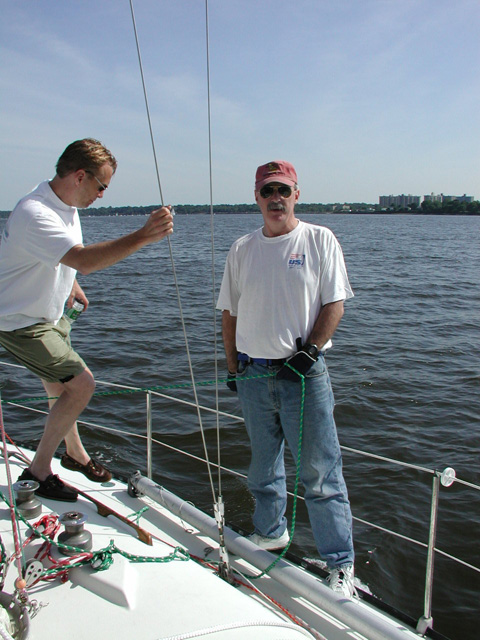 Neil & JR, trimming the spinnaker